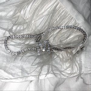 ‘M’ Crystal Pendant Choker Necklace